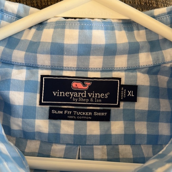 Men’s blue gingham Vineyard Vines Tucker Shirt in EUC - Picture 5 of 11